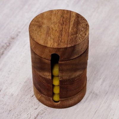 Alternate image for Handcrafted Wood Cylindrical Puzzle from Thailand Spin to Win
