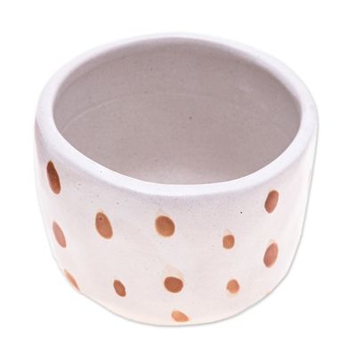 Alternate image for Handcrafted Ceramic Flower Pot with Brown Speckle Pattern Speckled Bud
