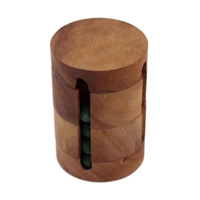 Alternate image for Handcrafted Wood Cylindrical Puzzle from Thailand Spin to Win