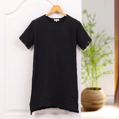 Alternate image for Double Cotton Gauze Tunic Out of Office in Black