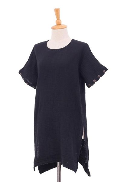 Alternate image for Double Cotton Gauze Tunic Out of Office in Black
