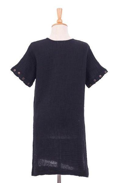 Alternate image for Double Cotton Gauze Tunic Out of Office in Black