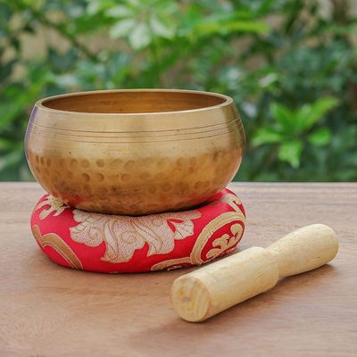 Alternate image for Handmade Brass Alloy Singing Bowl Set 3 Pcs Hammered Mantra