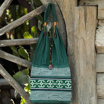 Alternate image for Green Embroidered Shoulder Bag from Thailand Lanna Forest