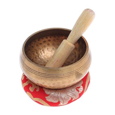 Alternate image for Handmade Brass Alloy Singing Bowl Set 3 Pcs Hammered Mantra