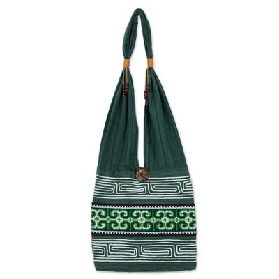 Alternate image for Green Embroidered Shoulder Bag from Thailand Lanna Forest