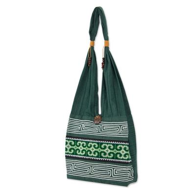 Alternate image for Green Embroidered Shoulder Bag from Thailand Lanna Forest