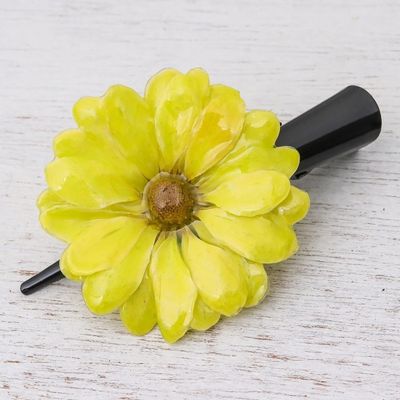 Alternate image for Natural Yellow Aster Hair Clip from Thailand Yellow Aster Passion