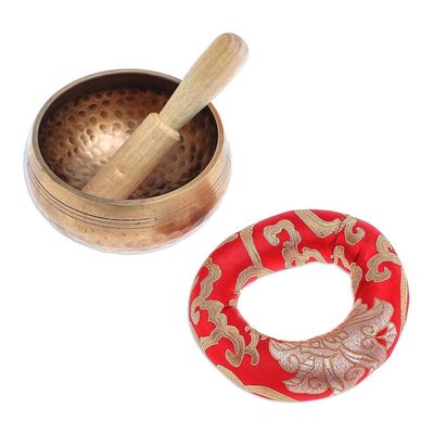 Alternate image for Handmade Brass Alloy Singing Bowl Set 3 Pcs Hammered Mantra