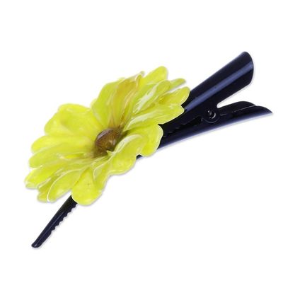 Alternate image for Natural Yellow Aster Hair Clip from Thailand Yellow Aster Passion