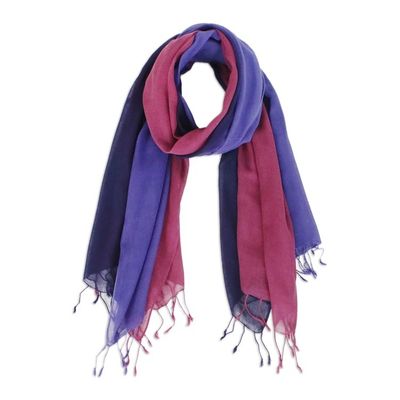 Alternate image for Two Handwoven Cotton Wrap Scarves from Thailand Colors of Experience