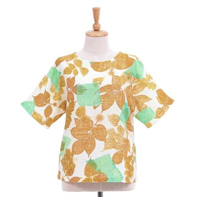 Alternate image for Thai Botanical Ouke-Printed Cotton Blouse Botanical Mood