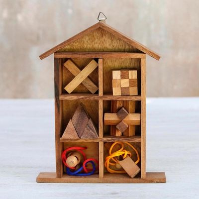 Alternate image for Six Rain Tree Wood Puzzles with Box from Thailand Household Challenge