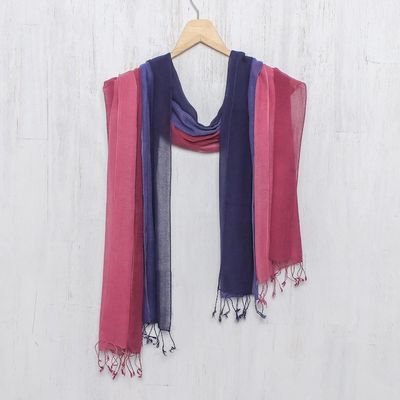 Alternate image for Two Handwoven Cotton Wrap Scarves from Thailand Colors of Experience