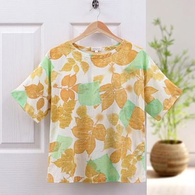 Alternate image for Thai Botanical Ouke-Printed Cotton Blouse Botanical Mood