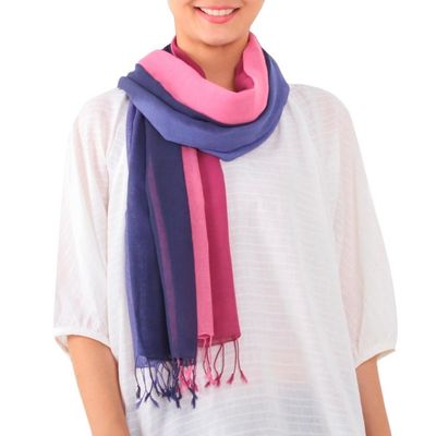 Alternate image for Two Handwoven Cotton Wrap Scarves from Thailand Colors of Experience