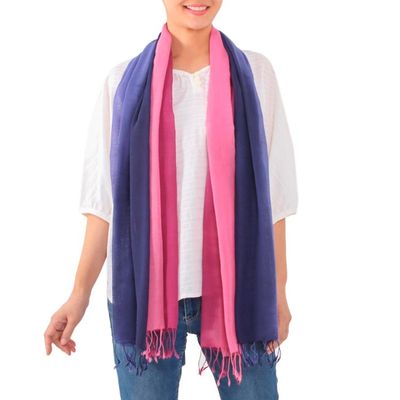 Alternate image for Two Handwoven Cotton Wrap Scarves from Thailand Colors of Experience
