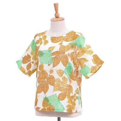 Alternate image for Thai Botanical Ouke-Printed Cotton Blouse Botanical Mood