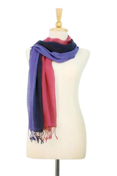 Alternate image for Two Handwoven Cotton Wrap Scarves from Thailand Colors of Experience