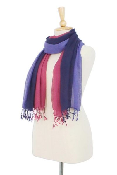Alternate image for Two Handwoven Cotton Wrap Scarves from Thailand Colors of Experience