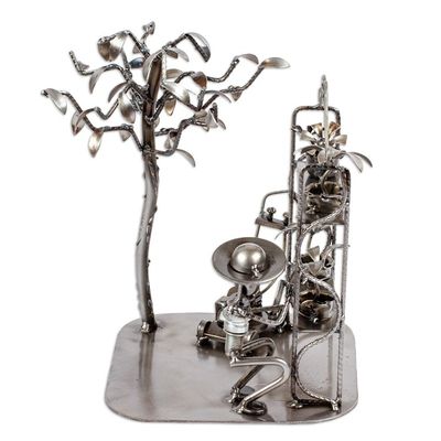 Alternate image for Handmade Rustic Metal Auto Parts Gardener Sculpture Rustic Gardener