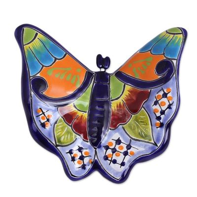 Alternate image for Hand-Painted Ceramic Butterfly Wall Sculpture from Mexico Hacienda Butterfly