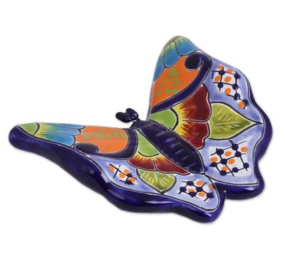 Alternate image for Hand-Painted Ceramic Butterfly Wall Sculpture from Mexico Hacienda Butterfly