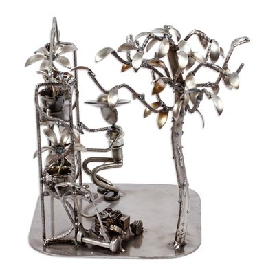 Alternate image for Handmade Rustic Metal Auto Parts Gardener Sculpture Rustic Gardener