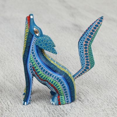 Alternate image for Handcrafted Copal Wood Alebrije Coyote Figurine Coyote Charm
