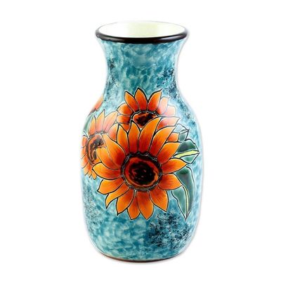 Alternate image for Unique Hand Painted Sunflower Themed Vase Sunflower Brilliance