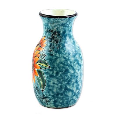 Alternate image for Unique Hand Painted Sunflower Themed Vase Sunflower Brilliance
