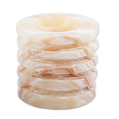 Alternate image for Natural Onyx Pillar-Shaped Tealight Holder Pillar of Light