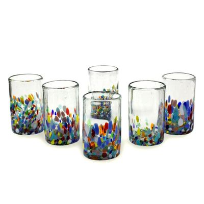 Alternate image for Handblown Recycled Glass Tumbler Drinkware Set of 6 Confetti Festival