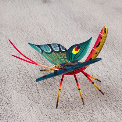 Alternate image for Hand-Painted Wood Alebrije Butterfly Sculpture from Mexico Holy Butterfly