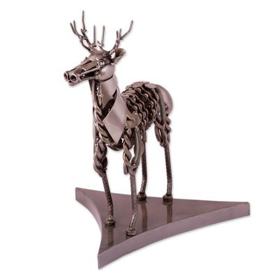 Alternate image for Recycled Metal Auto Part Deer Sculpture from Mexico Mechanical Deer