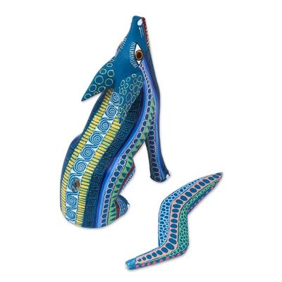 Alternate image for Handcrafted Copal Wood Alebrije Coyote Figurine Coyote Charm