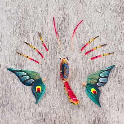 Alternate image for Hand-Painted Wood Alebrije Butterfly Sculpture from Mexico Holy Butterfly