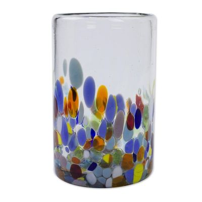 Alternate image for Handblown Recycled Glass Tumbler Drinkware Set of 6 Confetti Festival