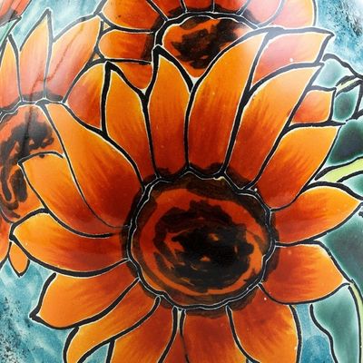Alternate image for Unique Hand Painted Sunflower Themed Vase Sunflower Brilliance