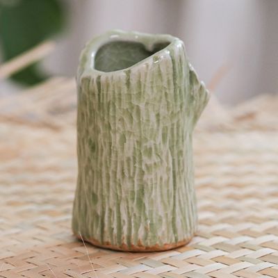 Alternate image for Handcrafted Celadon Bud Vase Faux Bois