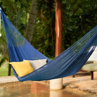 Alternate image for Blue Cotton Rope Hammock Triple Uxmal Navy