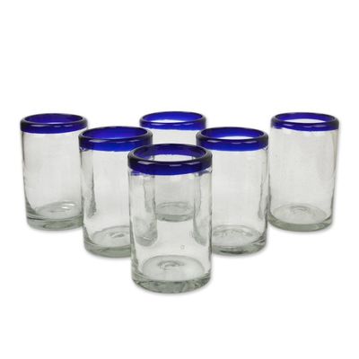 Alternate image for Fair Trade Blue Handblown Glass Tumbler Drinkware Set of 6 Cobalt Classics
