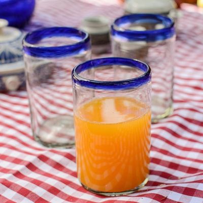Alternate image for Fair Trade Blue Handblown Glass Tumbler Drinkware Set of 6 Cobalt Classics