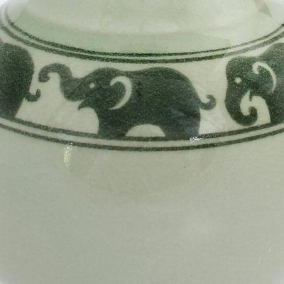 Alternate image for Green Celadon Narrow Neck Elephant Vase from Thailand Green Prancing Elephants