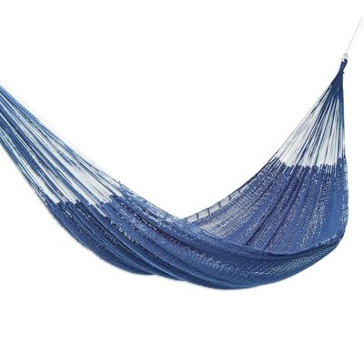 Alternate image for Blue Cotton Rope Hammock Triple Uxmal Navy