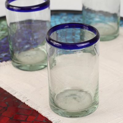 Alternate image for Fair Trade Blue Handblown Glass Tumbler Drinkware Set of 6 Cobalt Classics