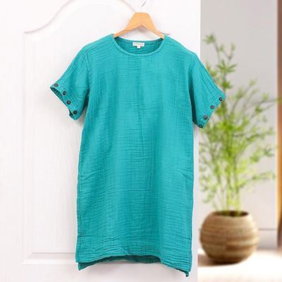 Alternate image for Artisan Crafted Double Gauze Tunic Out of Office in Sea Green