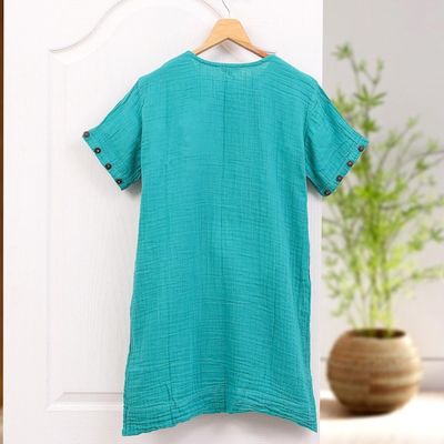 Alternate image for Artisan Crafted Double Gauze Tunic Out of Office in Sea Green