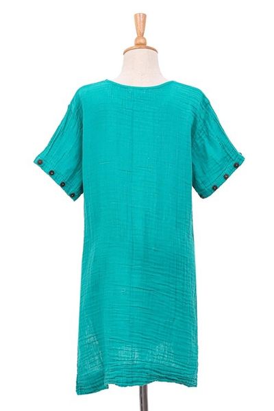 Alternate image for Artisan Crafted Double Gauze Tunic Out of Office in Sea Green