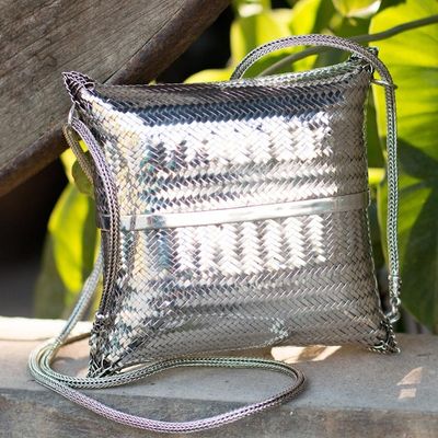 Alternate image for Silver Plated Petite Woven Shoulder Bag Thai Weavings